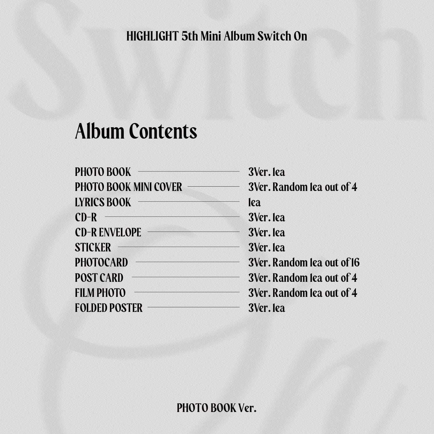 HIGHLIGHT - SWITCH ON (THE 5TH MINI ALBUM)