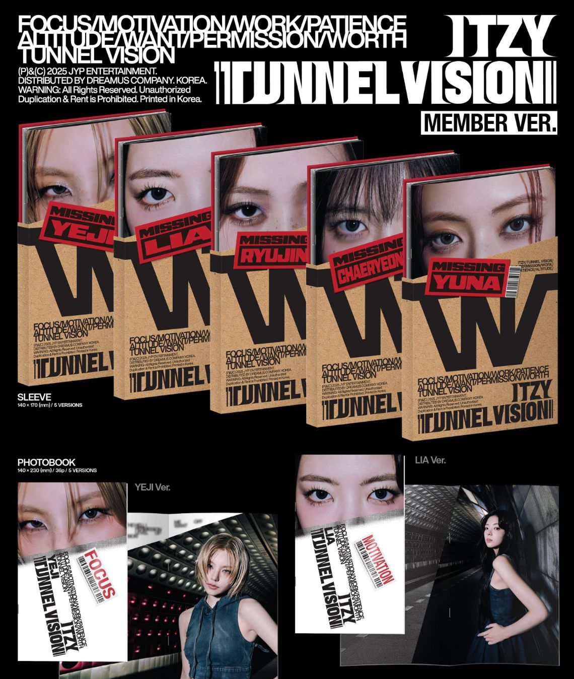ITZY - TUNNEL VISION (MEMBER VER.) + FANS SHOP Photocard Nolae