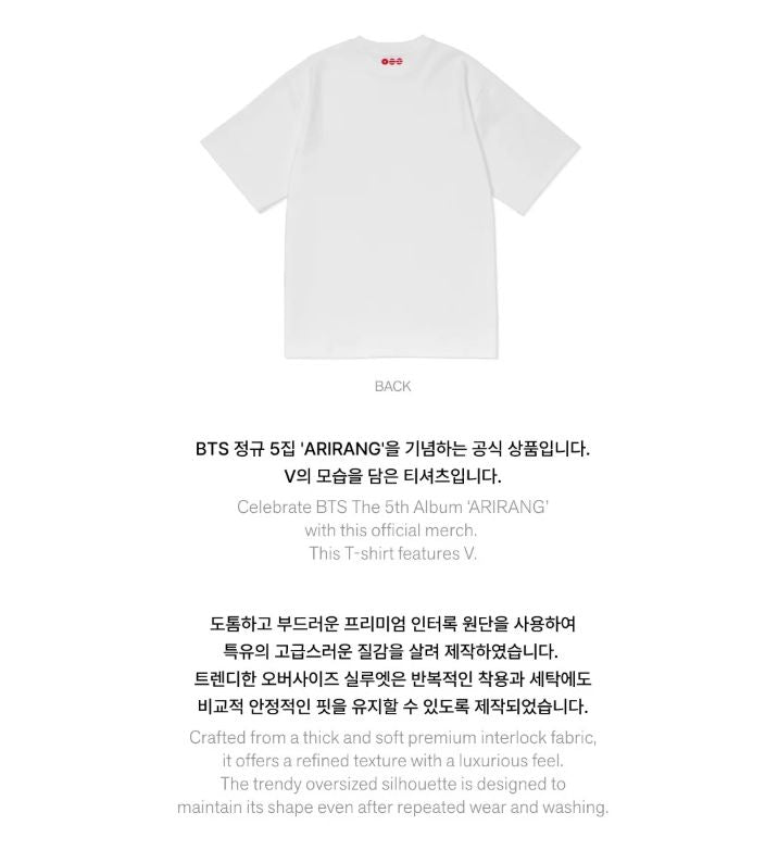 BTS - S/S T-SHIRT (ARIRANG OFFICIAL MD) Nolae