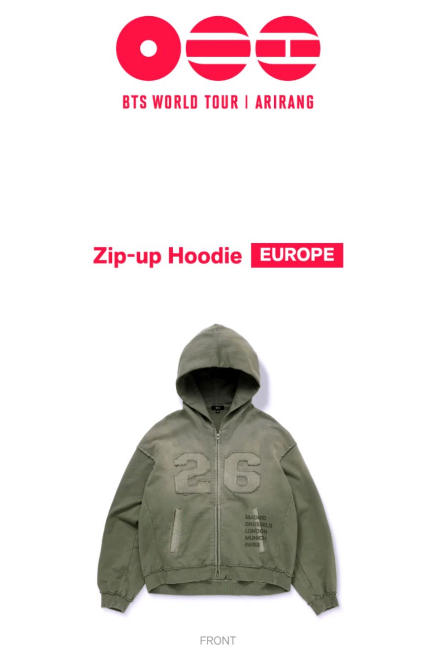BTS - ZIP-UP HOODIE & S/S T-SHIRT EUROPE (WORLD TOUR 'ARIRANG' OFFICIAL MD) Nolae