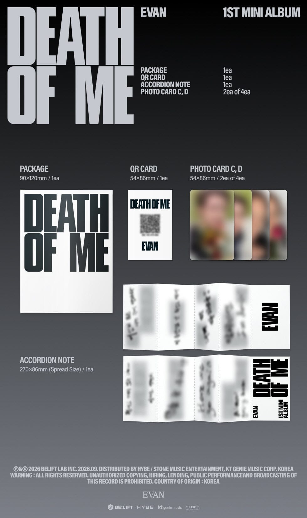 EVAN (Ex-ENHYPEN) - DEATH OF ME (WEVERSE ALBUMS VER.) + WEVERSE GIFT Nolae