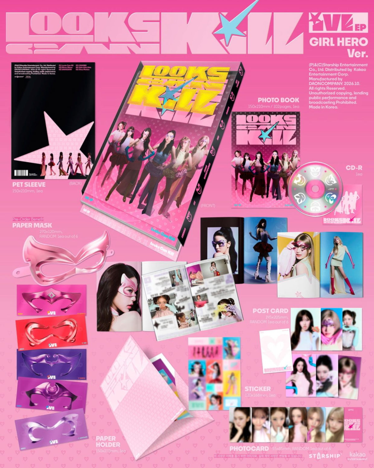 IVE - LOOKS CAN KILL SET + Starship Square Gift Nolae