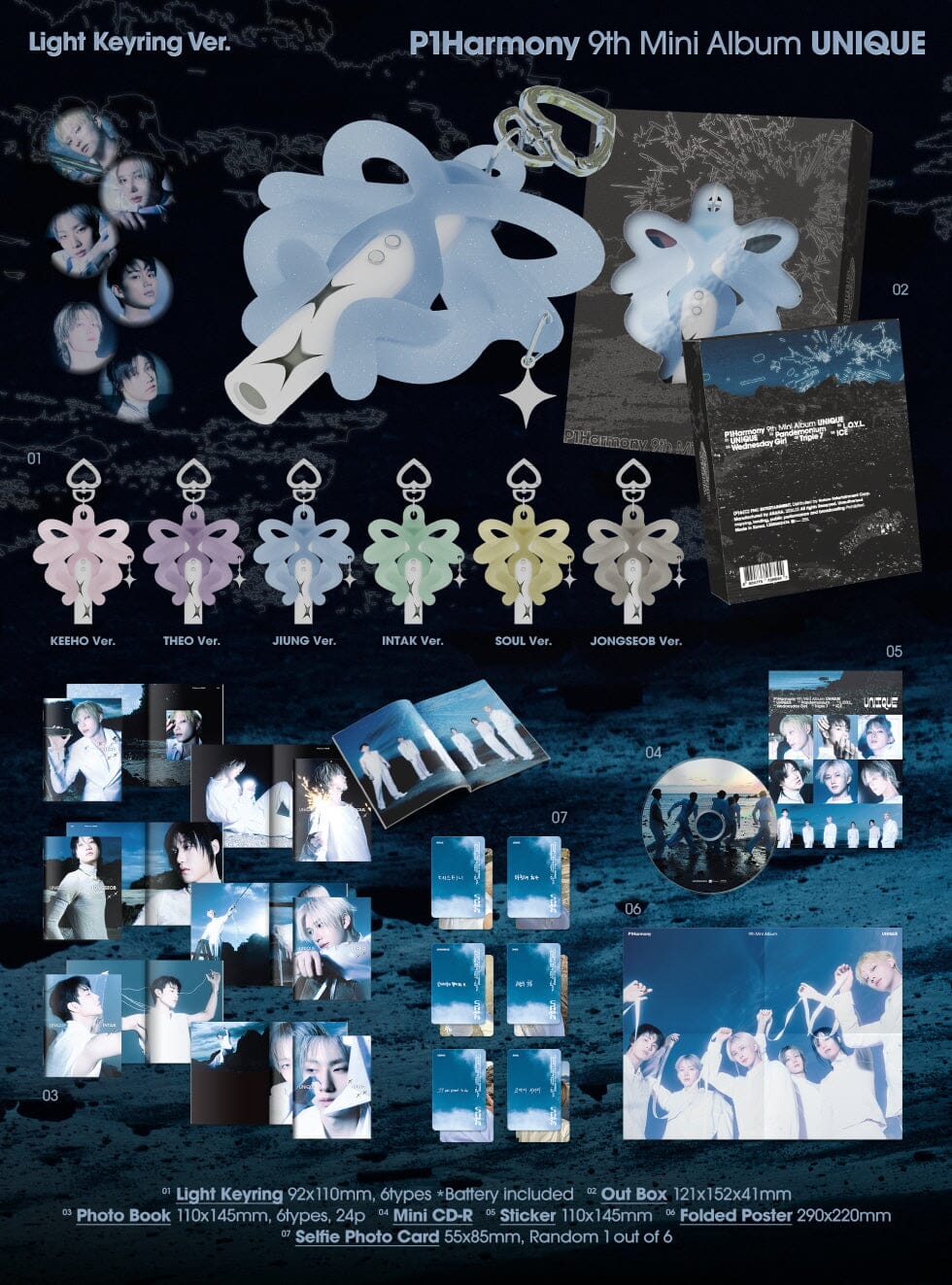 韓国　P1harmony　ミニペンミ　サノク　UNIQUE　コンプ P1HARMONY - UNIQUE (LIGHT KEYRING VER.)