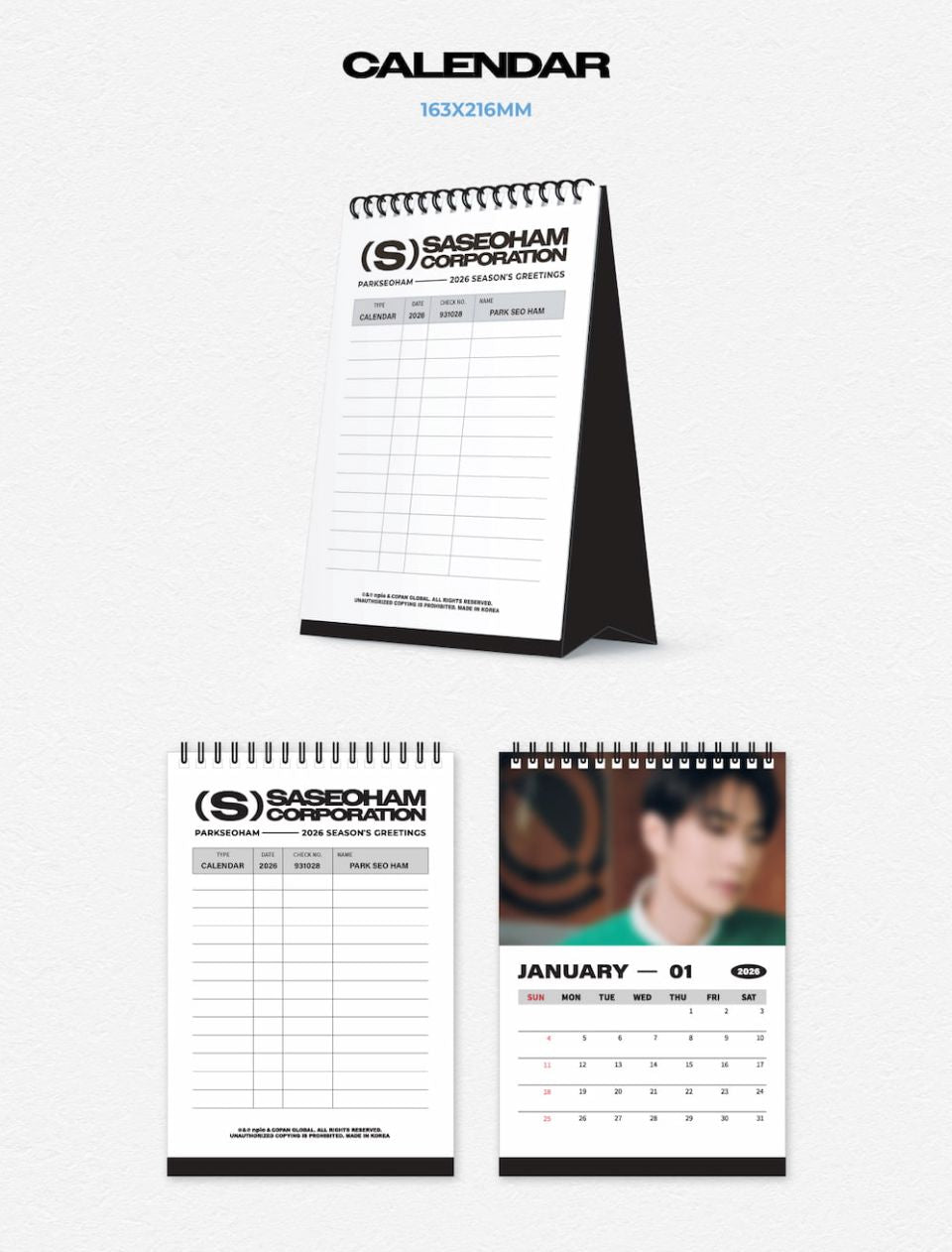 PARK SEO HAM - 2026 SEASON'S GREETINGS (SASEOHAM CORPORATION) + Extra Photocard Nolae