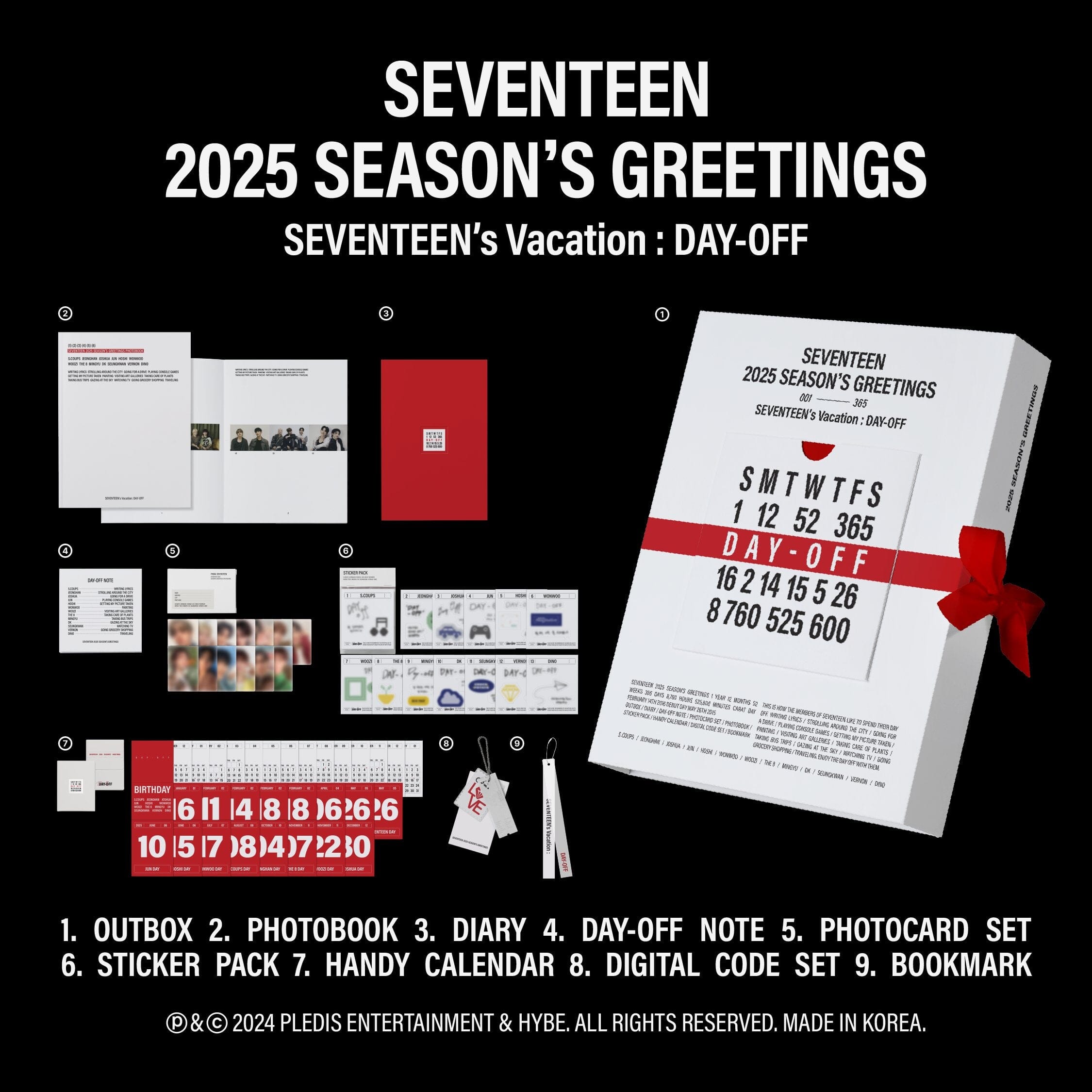 SEVENTEEN - 2025 SEASON'S GREETINGS + WALL CALENDAR SET + Weverse Gift Nolae