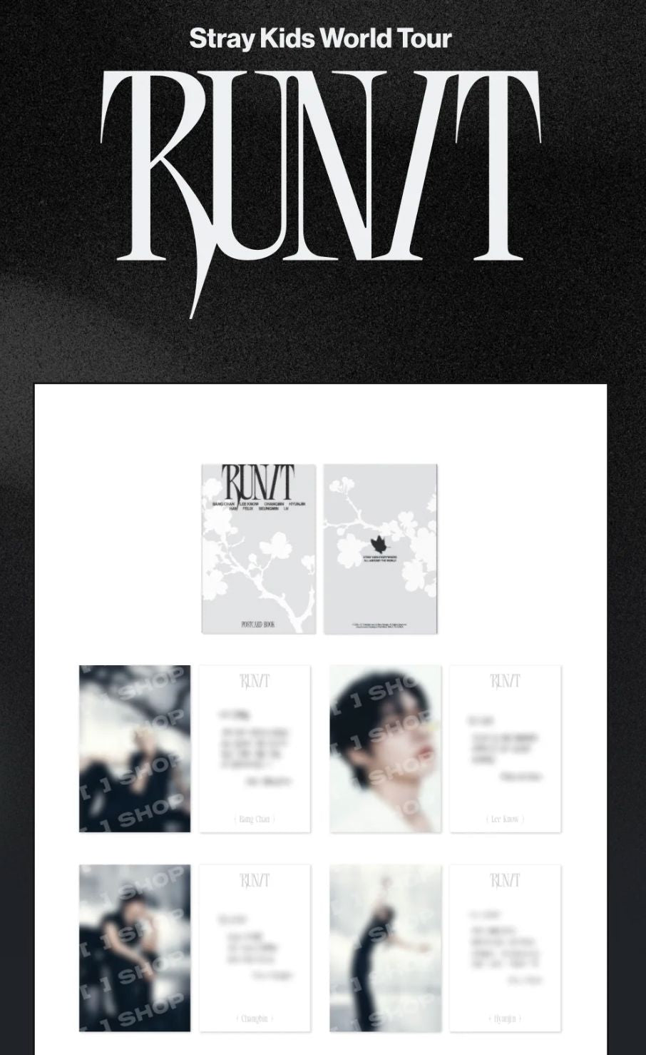 STRAY KIDS - POSTCARD BOOK & ROLL STICKER SET (WORLD TOUR 'RUN IT' MD) Nolae