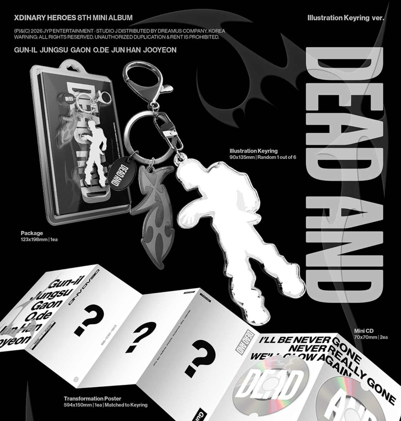 XDINARY HEROES - DEAD AND (ILLUSTRATION KEYRING VER.) + Apple Music Gift Nolae