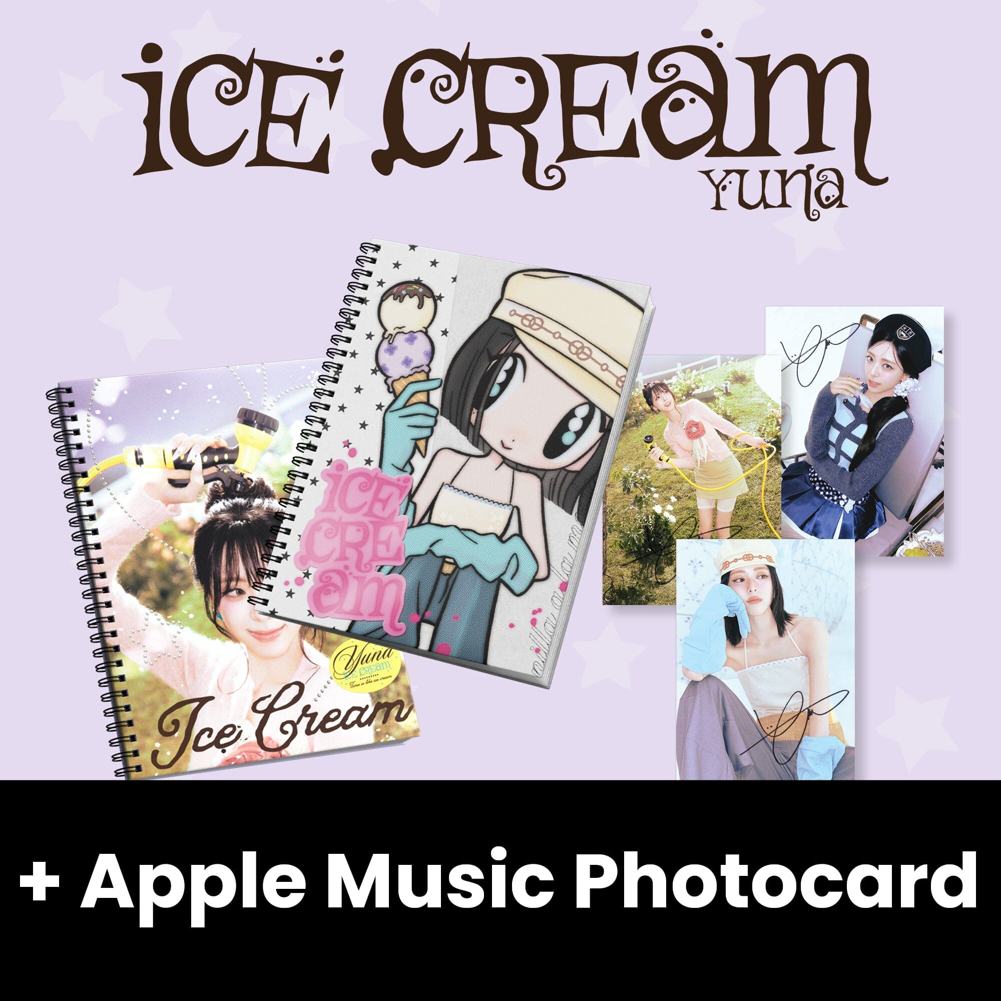 ITZY 特典　ヨントン　トレカ　ユナ　Apple music YUNA (ITZY) - ICE CREAM (PHOTOBOOK VER.) + Apple Music Photocard