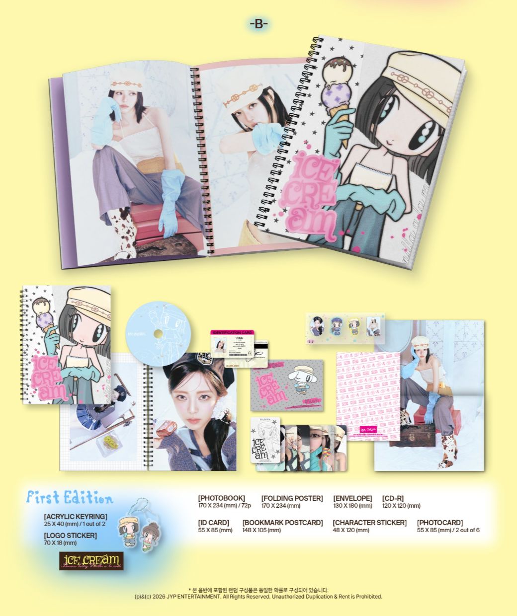 YUNA (ITZY) - ICE CREAM (PHOTOBOOK VER.) + FANS SHOP Gift Nolae