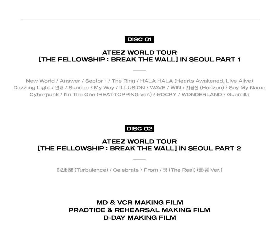 ATEEZ - THE FELLOWSHIP BREAK THE WALL IN SEOUL (DVD) Nolae Kpop